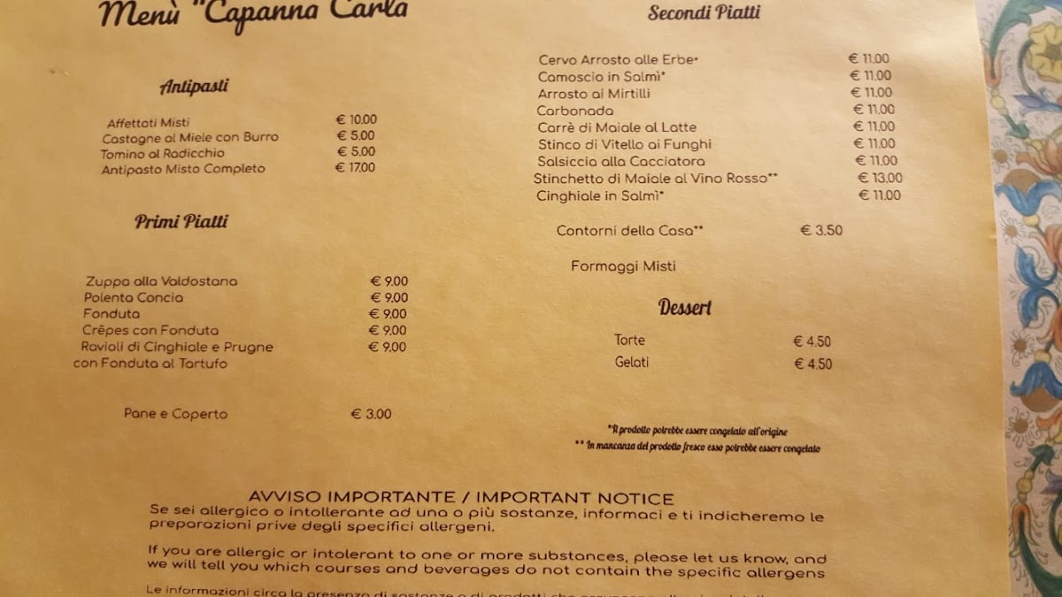 Menu Ristorante Capanna Carla-1